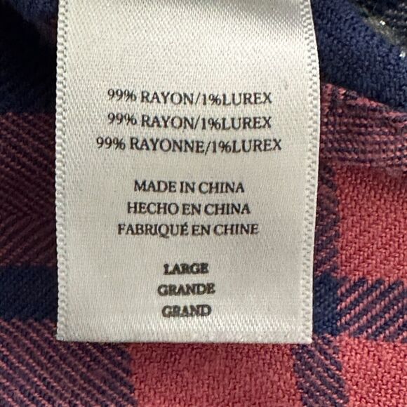 Rails Rust, Navy Blue Plaid Button Down Shirt size Large, EUC - Picture 10 of 13
